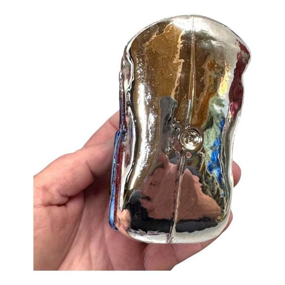 Hallmark Crown Reflections Festive Locomotive Blown Glass Ornament Red & Silver - Picture 8 of 9